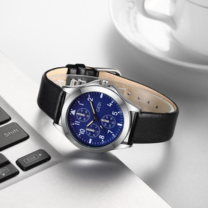 Elegante Juego de Relojes para Él y para Ella, Relojes de Cuarzo con Tres Subesferas y Correa de Cuero, Regalo - Product Image 1