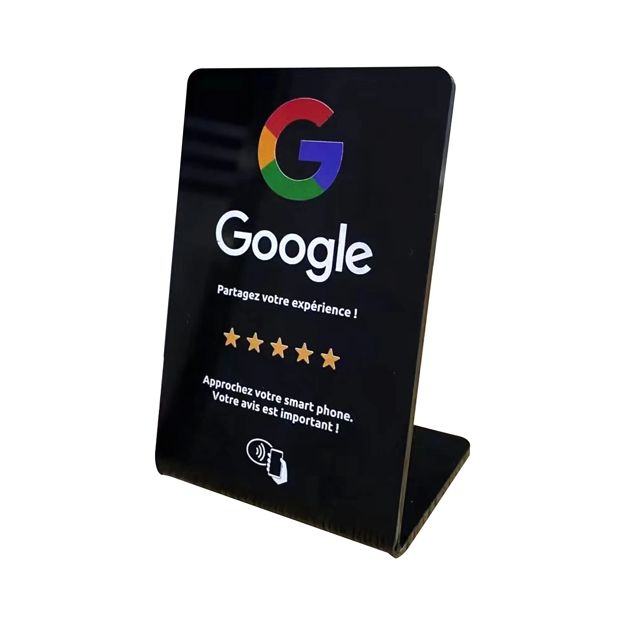 क्यूआर कोड संपर्क रहित 213 215 टैप ऐक्रेलिक डिस्प्ले स्टैंड कार्ड के साथ अनुकूलन योग्य Google समीक्षा एनएफसी स्टैंड कार्ड