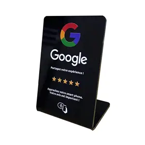 Tùy Chỉnh Google Xem Xét NFC Đứng Thẻ Với Mã QR Không Tiếp Xúc 213 215 Tap Acrylic Hiển Thị Đứng Thẻ