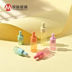 Baru 5Ml 10Ml 15Ml 20Ml Serum Kemasan Kosmetik Transparan Bahu Datar Kosong Perbaikan Botol Penetes Kaca Minyak Esensial