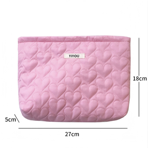 Sac de toilette <span class=keywords><strong>en</strong></span> papier matelassé pour femme, sac à cosmétiques, sac à maquillage, design personnalisé, logo imprimé, nœud floral, fermeture éclair douce - Product Image 6