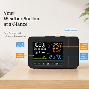 Horloge de <span class=keywords><strong>projection</strong></span> 5136 avec capteur extérieur, station météo sans fil, température intérieure/extérieure, humidité, horloge numérique de chevet avec alarme - Product Image 5