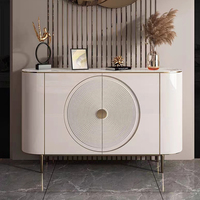 Buffet léger de luxe de style italien haut de gamme Buffet moderne minimaliste dessus en marbre blanc or armoire d'entrée salon Donglu