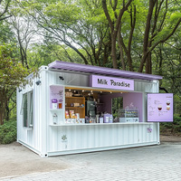 Kiosque de Vente Commercial Extérieur Violet et Blanc Style Conteneur Vieilli pour Café, Salon de Thé et Magasin de Célébrités Internet