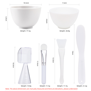 Kit de mélange de masques DIY <span class=keywords><strong>avec</strong></span> bol en silicone personnalisé, spatule applicatrice et tasse graduée - Product Image 6