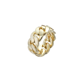 Hip-Hop 6mm 8mm 10mm Glänzende Vergoldete Messing Miami Cuban Ringe Rapper Cuban Link Kettenring Schmuck Großhandel - Product Image 4