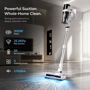 เครื่องดูดฝุ่นไร้สาย 300W 25.5KPa แรงดูดทรงพลัง เครื่องดูดฝุ่นแบบชาร์จไฟได้ ใช้งานได้นาน 55 นาที สำหรับพื้นบ้านและพรม - Product Image 4