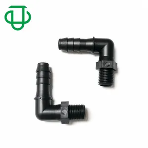 Ju Zwarte Pp G1/4 "Mannelijke Npt Draad Naar 3/8 Inch Haakse Weerhaak 90 Graden Elleboogbocht Mannelijke Bsp Schroefdraad Pijp Prikkeldraad Fitting