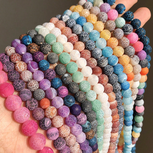 Perle Rotonde Artigianali in Agata Multicolore Effetto Invecchiato, Pietra Naturale Opaca con Venature a Drago e Fiamma, per Creazione Gioielli, Misure 4-14MM - Product Image 1
