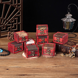 Chinese Style Retro Wooden Storage Box Small Square Jewelry Gift Box For <b>Desk</b> Living Room Bedroom Decorative Box - Product Image 1