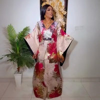 Robe de reine africaine luxueuse en tissu jacquard, style bubu, avec foulard assorti, robes turques pour femmes