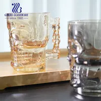 סיטונאי מפעל דרום אמריקה כלי זכוכית בצבע-גולגולת עיצוב custom יון-מצופה זהב 19oz זכוכית באר ספל עבור בר פאב הגשה