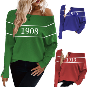 เสื้อสเวตเตอร์ผู้หญิงทรงหลวมไหล่เฉียงแบบอสมมาตร  แฟชั่นอเนกประสงค์ แขนยาว  พร้อมโลโก้แบบกำหนดเองได้ - Product Image 5