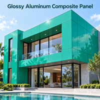 Panneau composite en aluminium brillant 4 mm 4x8 pieds, revêtement FEVE bleu, panneau ACM pour revêtement d'entrée de salle d'exposition