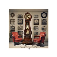 Horloge à pendule de sol en bois massif, élégante, design traditionnel, finition cerisier, aspect antique, phases de lune, mouvement allemand Hermle