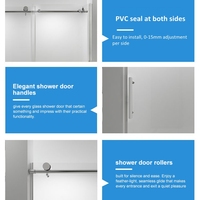 Porte de douche coulissante moderne en verre trempé de 10 mm avec cadre en acier inoxydable, taille personnalisable pour hôtel et villa