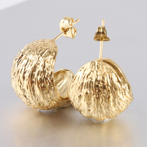 Pendientes geométricos de acero de 19 mm, acero dorado y titanio para mujer, joyería de moda - Product Image 1