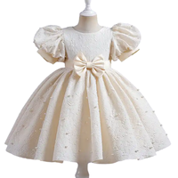 Robes pour enfants à manches bouffantes de meilleure qualité pour la fête des filles Robes d'été en polyester et coton doux avec nœud
