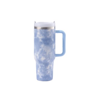 Double Wall Tie-dye 40oz Stainless Steel Mug Straw Vacuum Boba Insulated <b>Cup</b> Car <b>Cold</b> Travel Handgrip Tumbler American Style - Product Image 6