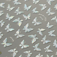 Pegatinas de Uñas de Resina en Relieve 5D con Flores Amarillas, Perlas, Encaje Floral, Mariposas y Patrones, Autoadhesivas para Manicura, Personalizables