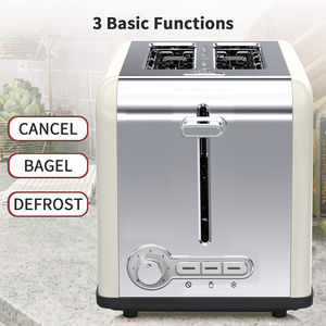 Grille-pain 2 tranches en marbre et <span class=keywords><strong>blanc</strong></span> avec contrôle variable de la brunissure, fonctions décongélation, réchauffage et annulation, bac à miettes amovible - Product Image 6