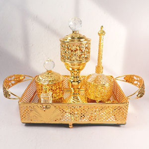 Luce di lusso in metallo Bakhoor arabo bruciatore di incenso Set decorazione per la casa soggiorno ornamenti vassoio specchio medio oriente bruciatore di incenso - Product Image 3
