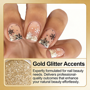 <span class=keywords><strong>Uñas</strong></span> Acrílicas Doradas con Purpurina para Navidad, Diseño <span class=keywords><strong>de</strong></span> Copos <span class=keywords><strong>de</strong></span> Nieve, Cobertura Completa, Acabado Brillante, Puntas Largas, Patrón <span class=keywords><strong>de</strong></span> Mariposa para Dedos - Product Image 3