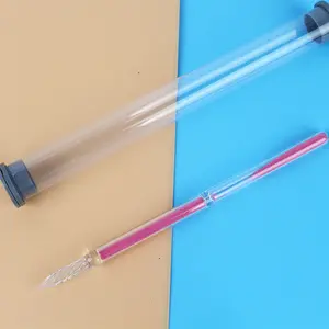 Scatola tubo imballaggio articoli di cancelleria regalo gioco tempo trasparente penna di cristallo calligrafia presente sabbia orologio vetro Dip Pen