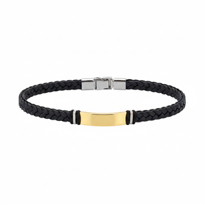 Bracciale in Filo d'Acciaio Nero con Placcatura in Oro, Stile Religioso Classico per Regalo, Anniversario, Festa, con Perle e Diamanti come Pietre Principali - Product Image 2