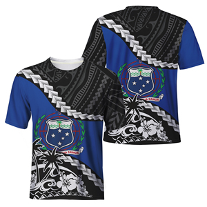 Camisetas con estampado de la bandera americana de Samoan para hombre, camisetas informales con estampado de la bandera americana polinesiana <span class=keywords><strong>Tribal</strong></span> B & <span class=keywords><strong>W</strong></span>, color negro - Product Image 3