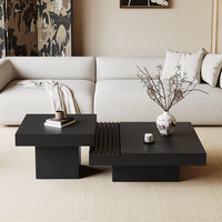 Ensemble de tables basses classiques de luxe en bois de noyer et noir, design moderne et simple pour le salon et la maison