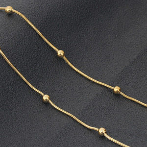 Collar de Cadena de Serpiente Redonda de Oro de 18K con Cuentas de 4MM, 45cm, 50cm, 55cm, 60cm, Joyería de Moda para Uso Diario - Product Image 2