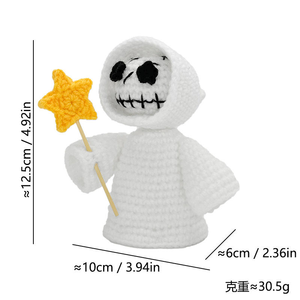 <span class=keywords><strong>Porte</strong></span>-clés fantôme en crochet fait main pour Halloween, en peluche, cadeau d'accompagnement émotionnel avec ailes, artisanat textile tricoté, personnalisable - Product Image 3