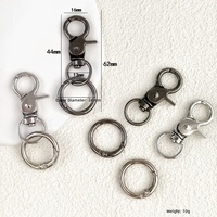 KC1089 Mousqueton pivotant en métal avec double anneaux à ressort, fournitures de quincaillerie pour porte-clés et breloques de sac DIY