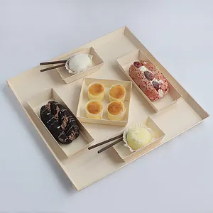 2024 sushi de style japonais à emporter plateau d'emballage en bois boîte à sushi jetable avec couvercle