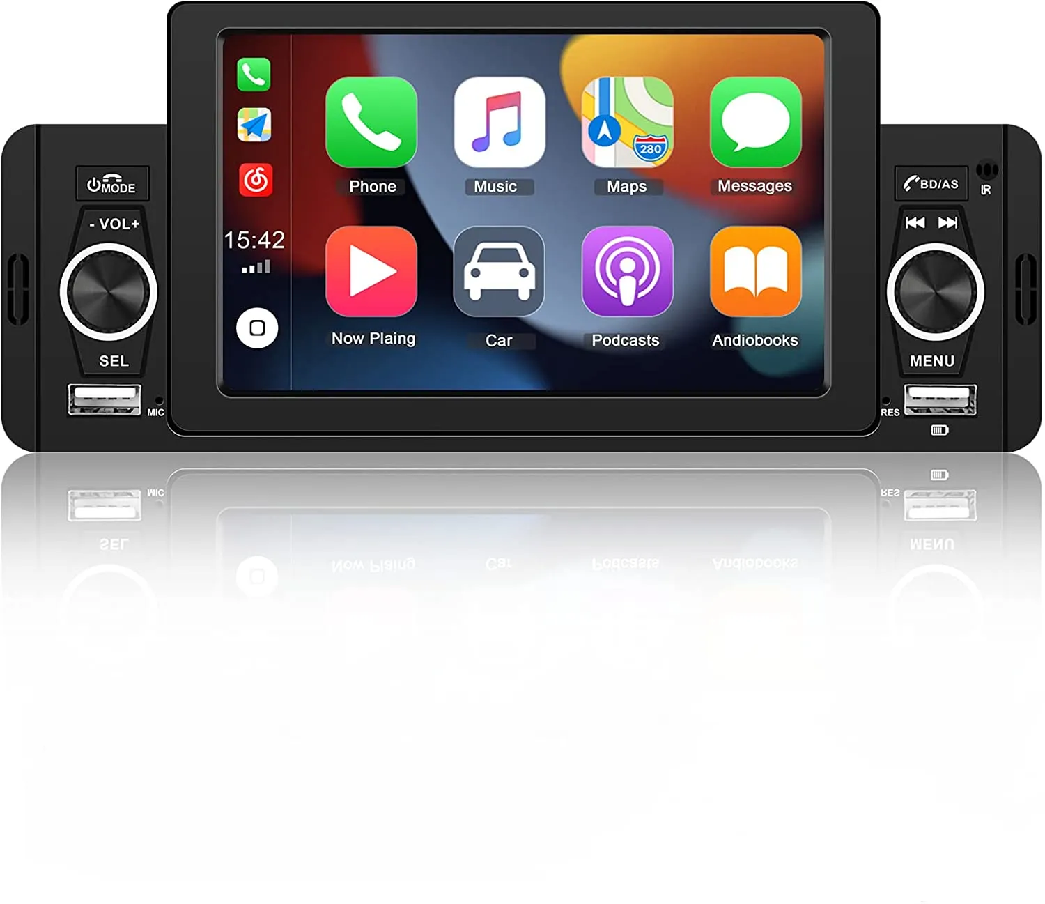 5 Inch Single Din Car Stereo Built-in CarPlay / Android Auto / Mirror-LinkTouchscreen Radio Receiver FM USB Audio Video Player