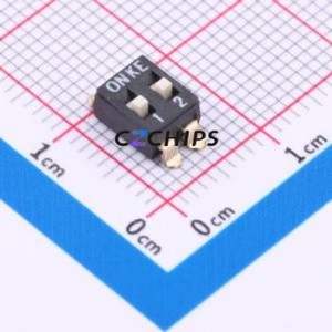 2.54-2P TPGT DIP Switch SMD Switch Flat Toggle, Raised Type Single Pole Single Throw 2 Gull Wing Type - Product Image 1