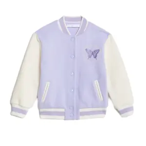 Blouson d'aviateur pour enfants violet blanc aux couleurs personnalisées pour garçons et filles vente en gros