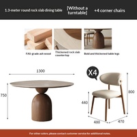 Table à manger ronde en ardoise de style vintage, mobilier de salle à manger, utilisation domestique, appartement, plateau rotatif, résistant à la chaleur, sans assemblage