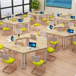 Modern Training Useful Multi-Function Wood School desk and chair set metal Meeting room combination table