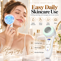 3 ℃   Masseur facial chaud et froid avec 5 niveaux de refroidissement, 6 niveaux de chauffage, vibrations et 4 modes d'éclairage LED pour les soins de la peau à domicile