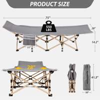 Lit de camp pliant portable en métal Oxford imperméable de haute qualité pour adultes, idéal pour le camping et les voyages