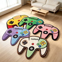 Tapis imprimé personnalisé en forme de manette de jeu irrégulière, tapis en peluche épais, tapis de dessin animé, design de tapis d'appoint original