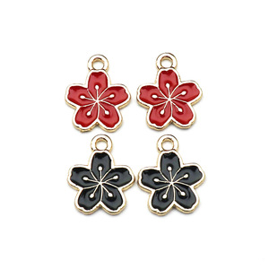 Colgantes de flor de cerezo de aleación de zinc esmaltados para la fabricación de pendientes, accesorios de joyería F0148 - Product Image 4