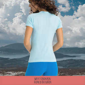 Seamless Crew Neck Yoga <b>Top</b> Short Sleeve Lightweight Quick Dry Breathable Gym Fitness Shirt - Product Image 3