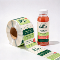 Étiquette personnalisée autocollante pour bouteille de jus, en vinyle imperméable, impression privée pour emballage de bouteilles de jus en verre
