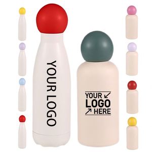 Custom logo 400ml 500ml Double Wall Insulated Gift Vacuum Flask 17oz Students Bowling Shaped Stainless Steel Sports Water <b>Bottle</b> - Product Image 1