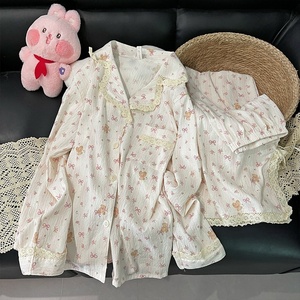 <span class=keywords><strong>Pigiama</strong></span> Lijia in Stile Coreano Retrò con Stampa di Orsacchiotto, Cardigan Aperto con Bordo in Pizzo per Primavera e Autunno, <span class=keywords><strong>Pigiama</strong></span> Dolce da Donna - Product Image 3