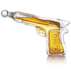 Bouteilles en verre personnalisées en forme de pistolet de 200 ml, carafe Unique en forme de pistolet, whisky, tequila, bouteille de vin et de Gin avec liège