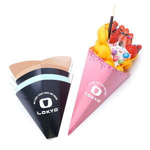 Soporte <span class=keywords><strong>de</strong></span> Papel Kraft Desechable Popular <span class=keywords><strong>de</strong></span> LOKYO, Tipo Caja con Impresión en Relieve, para <span class=keywords><strong>Conos</strong></span> Triangulares <span class=keywords><strong>de</strong></span> Crepas, Huevos, Helados y Waffles <span class=keywords><strong>de</strong></span> Burbuja - Product Image 5